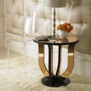 Peach Glass Deco Round Side Table - Rich and famous closets.jpg